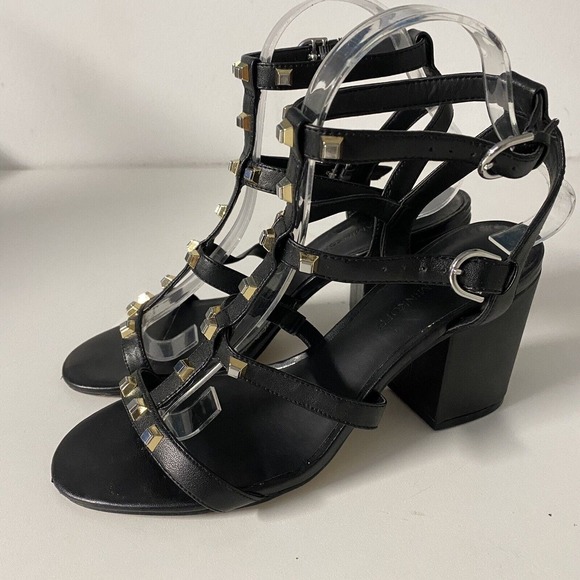 Rebecca Minkoff Lenore Sandal Block Heel Open Toe Black Studded Ankle St… - Picture 4 of 9